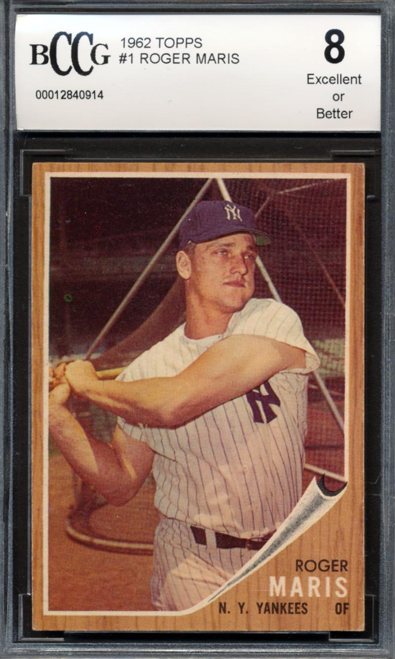 Roger Maris 1962 Topps #1 (BCCG 8) at PristineAuction.com Roger Maris 1962 Topps #1 (BCCG 8) at PristineAuction.com