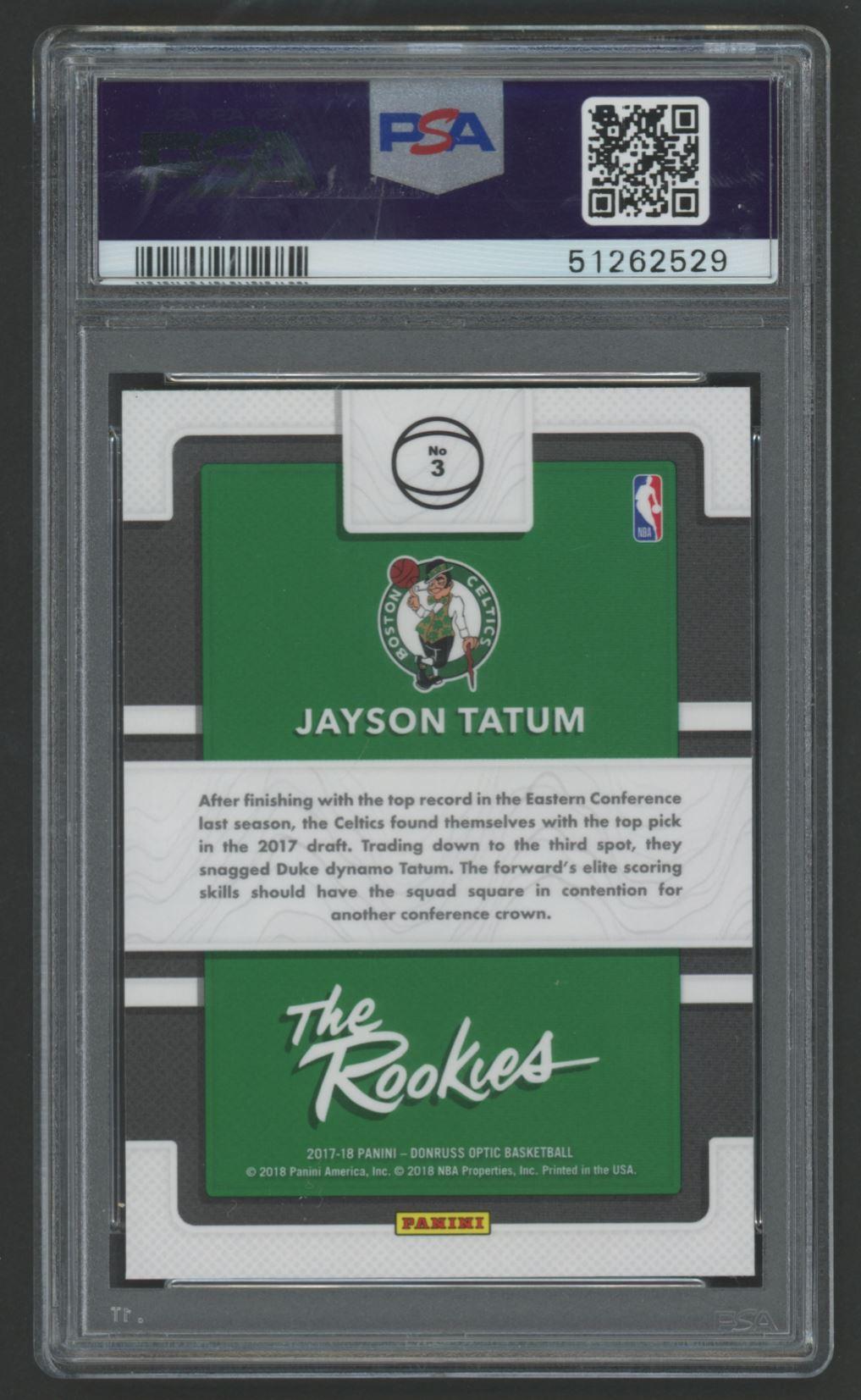 Jayson Tatum 2017 Donruss Optic The Rookies #3 (PSA 10) at PristineAuction.com Jayson Tatum 2017 Donruss Optic The Rookies #3 (PSA 10) at PristineAuction.com