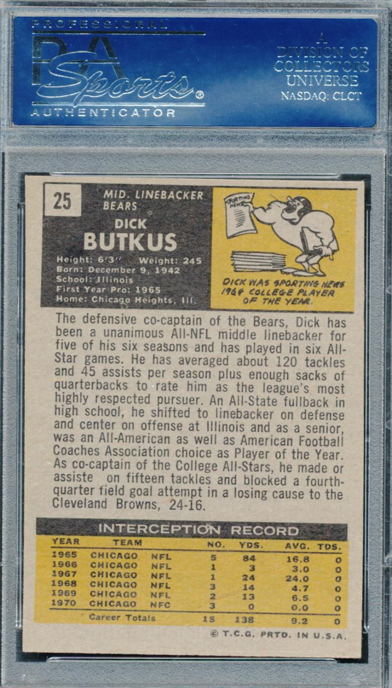 Dick Butkus Signed 1971 Topps #25 (PSA) at PristineAuction.com Dick Butkus Signed 1971 Topps #25 (PSA) at PristineAuction.com