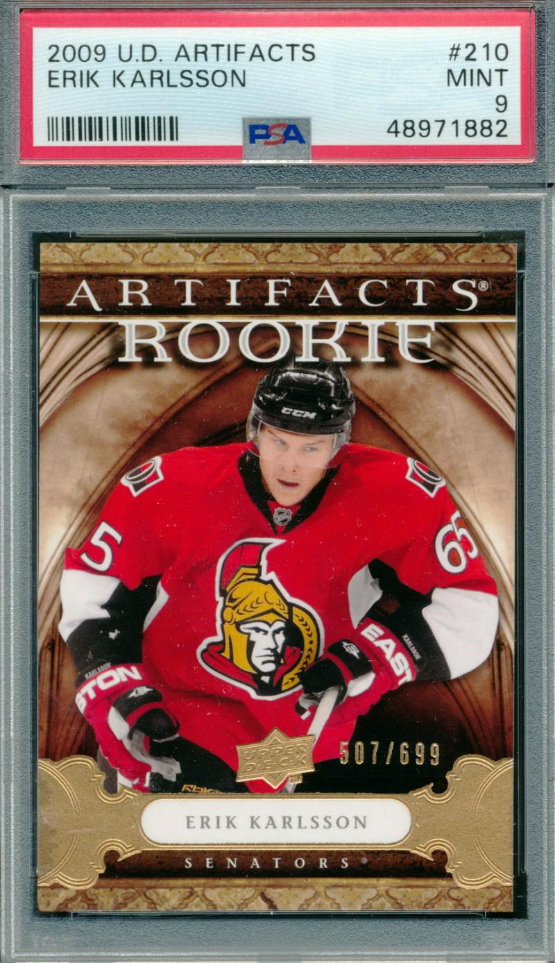 Erik Karlsson 2009 Upper Deck Artifacts #210 #507/699 (PSA 9) at PristineAuction.com Erik Karlsson 2009 Upper Deck Artifacts #210 #507/699 (PSA 9) at PristineAuction.com
