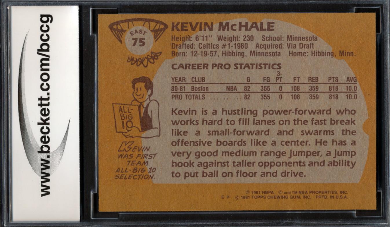 Kevin McHale 1981-82 Topps #E75 RC (BCCG 9) at PristineAuction.com Kevin McHale 1981-82 Topps #E75 RC (BCCG 9) at PristineAuction.com