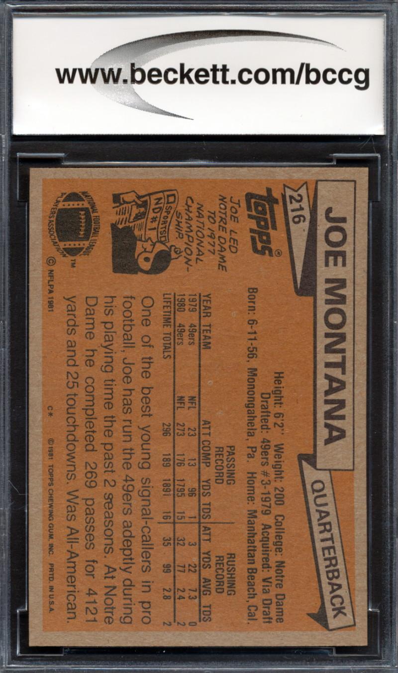 Joe Montana 1981 Topps #216 RC (BCCG 8) at PristineAuction.com Joe Montana 1981 Topps #216 RC (BCCG 8) at PristineAuction.com