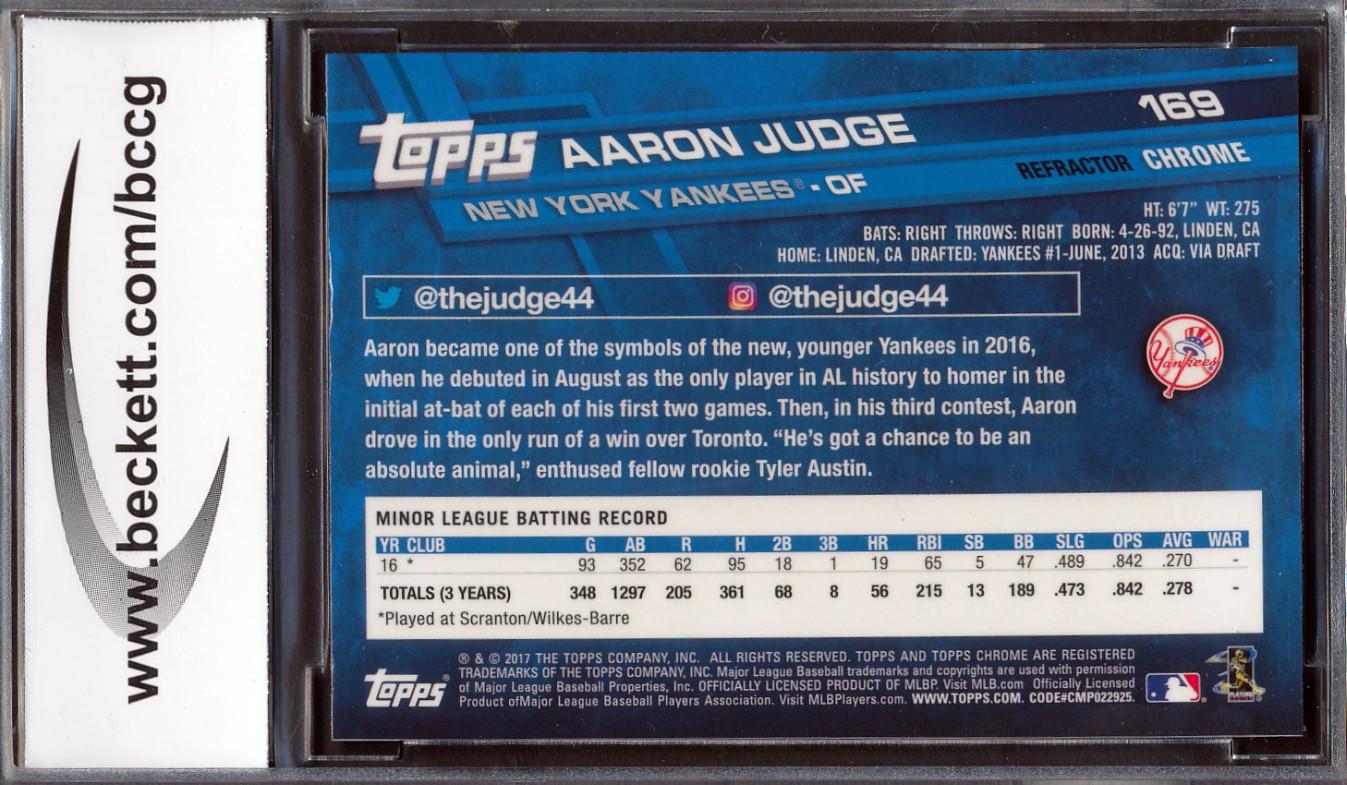 Aaron Judge 2017 Topps Chrome Pink Refractors #169 RC (BCCG 8) at PristineAuction.com Aaron Judge 2017 Topps Chrome Pink Refractors #169 RC (BCCG 8) at PristineAuction.com