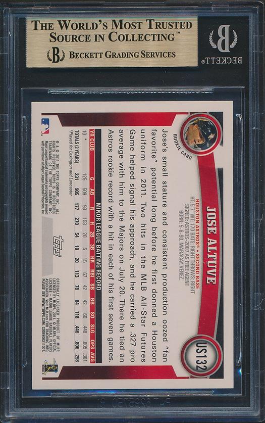 Jose Altuve 2011 Topps Update Wal-Mart Blue Border #US132 RC (BGS 9.5) at PristineAuction.com Jose Altuve 2011 Topps Update Wal-Mart Blue Border #US132 RC (BGS 9.5) at PristineAuction.com