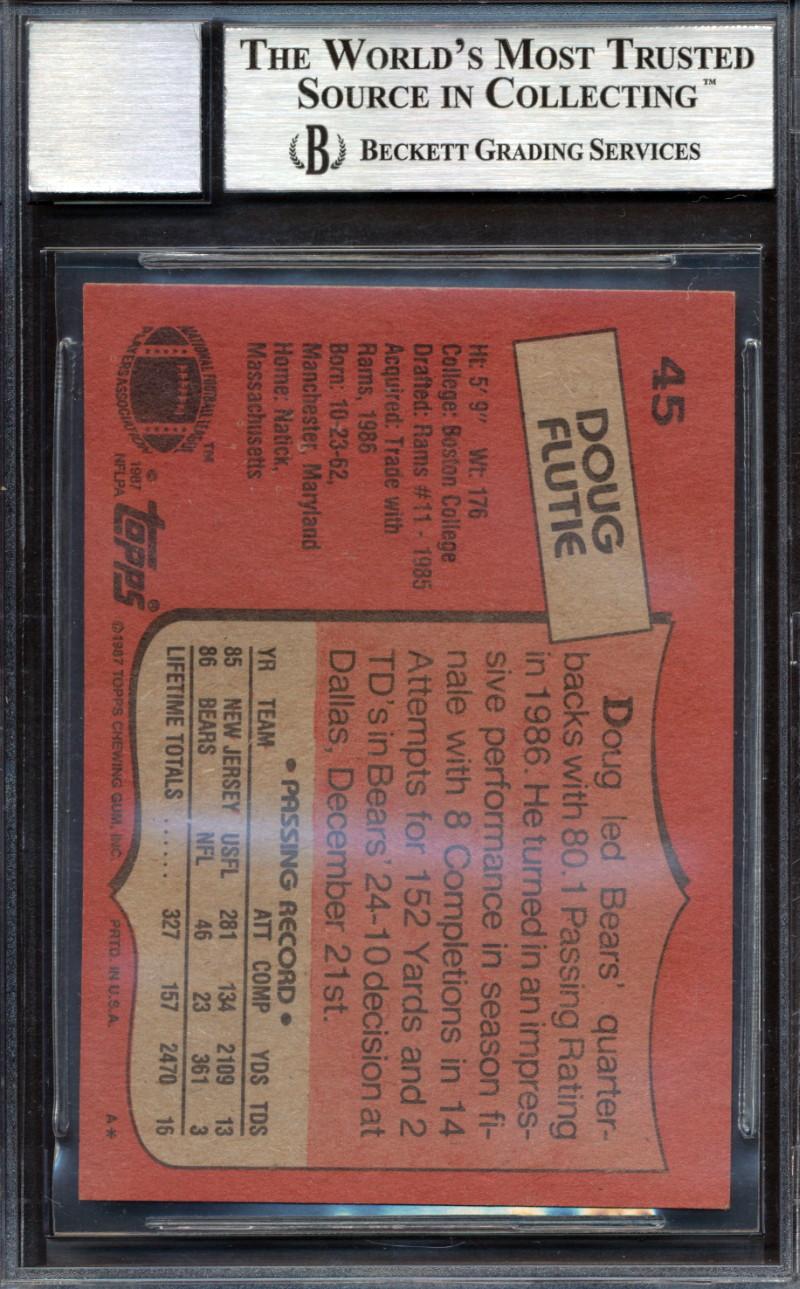 Doug Flutie Signed 1987 Topps #45 RC (BGS | Autograph Graded 10) at PristineAuction.com Doug Flutie Signed 1987 Topps #45 RC (BGS | Autograph Graded 10) at PristineAuction.com