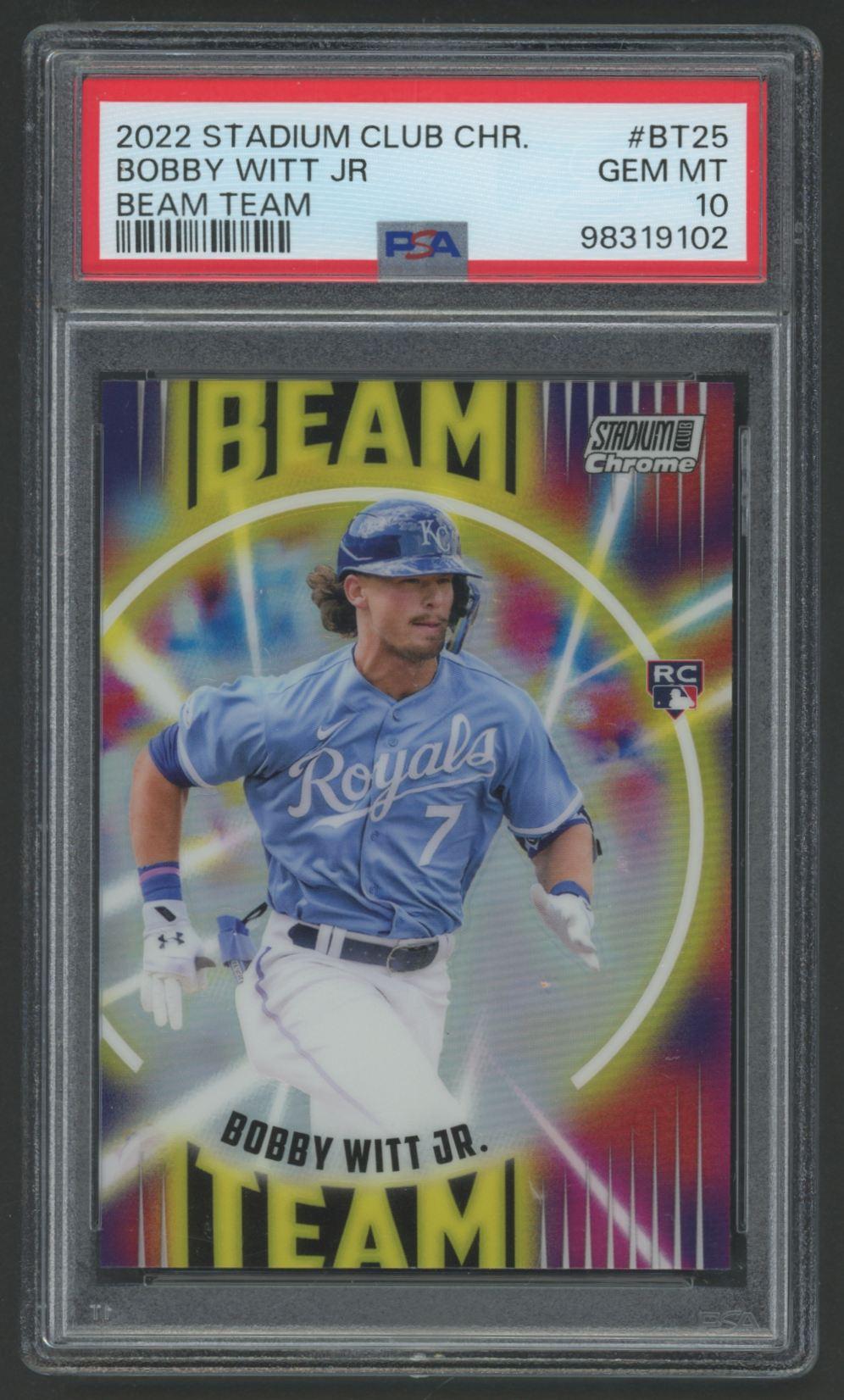 Bobby Witt Jr. 2022 Stadium Club Chrome Beam Team #BT25 (PSA 10) at PristineAuction.com Bobby Witt Jr. 2022 Stadium Club Chrome Beam Team #BT25 (PSA 10) at PristineAuction.com