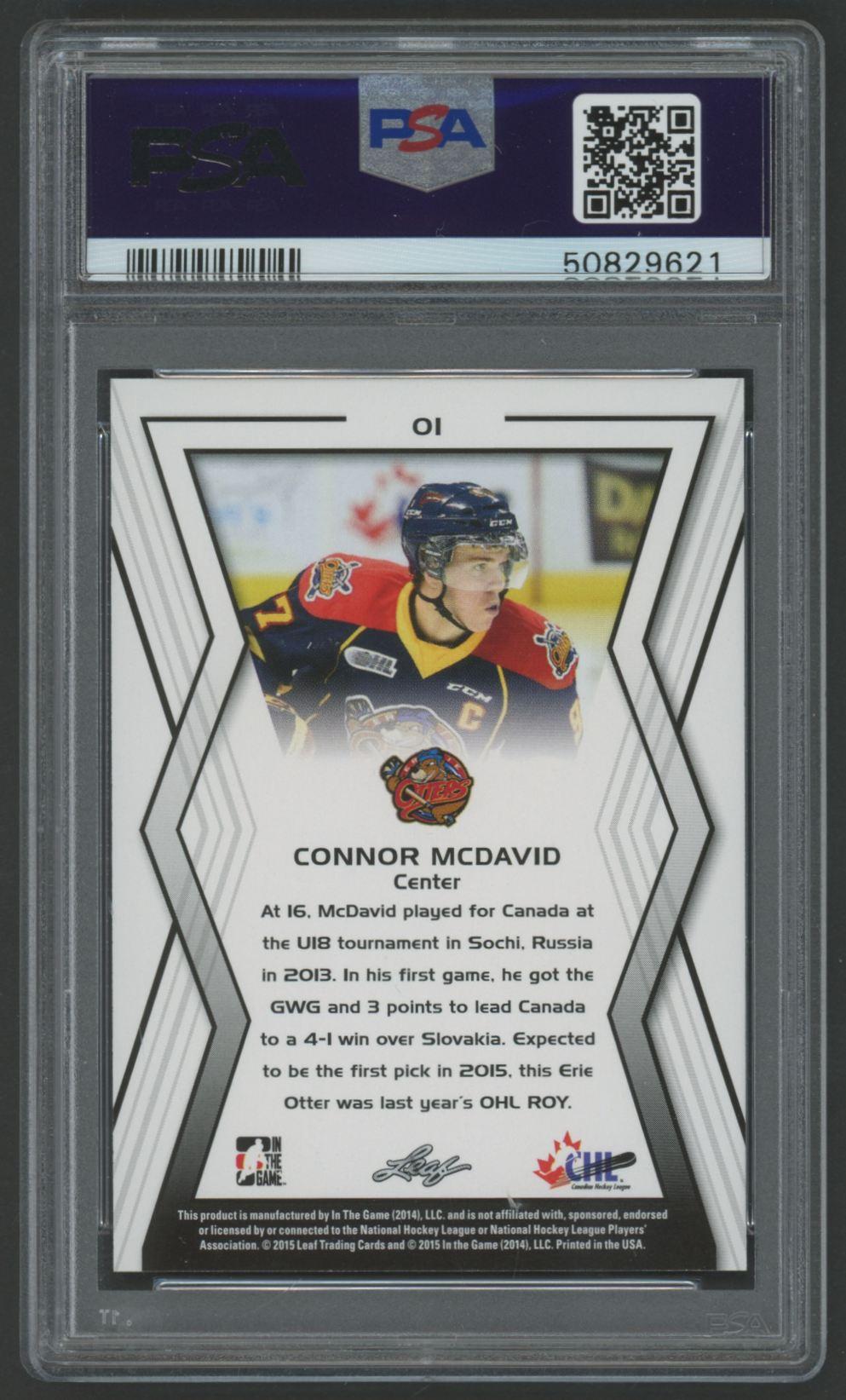 Connor McDavid 2015-16 Leaf In the Game CHL Draft #1 RC (PSA 10) at PristineAuction.com Connor McDavid 2015-16 Leaf In the Game CHL Draft #1 RC (PSA 10) at PristineAuction.com