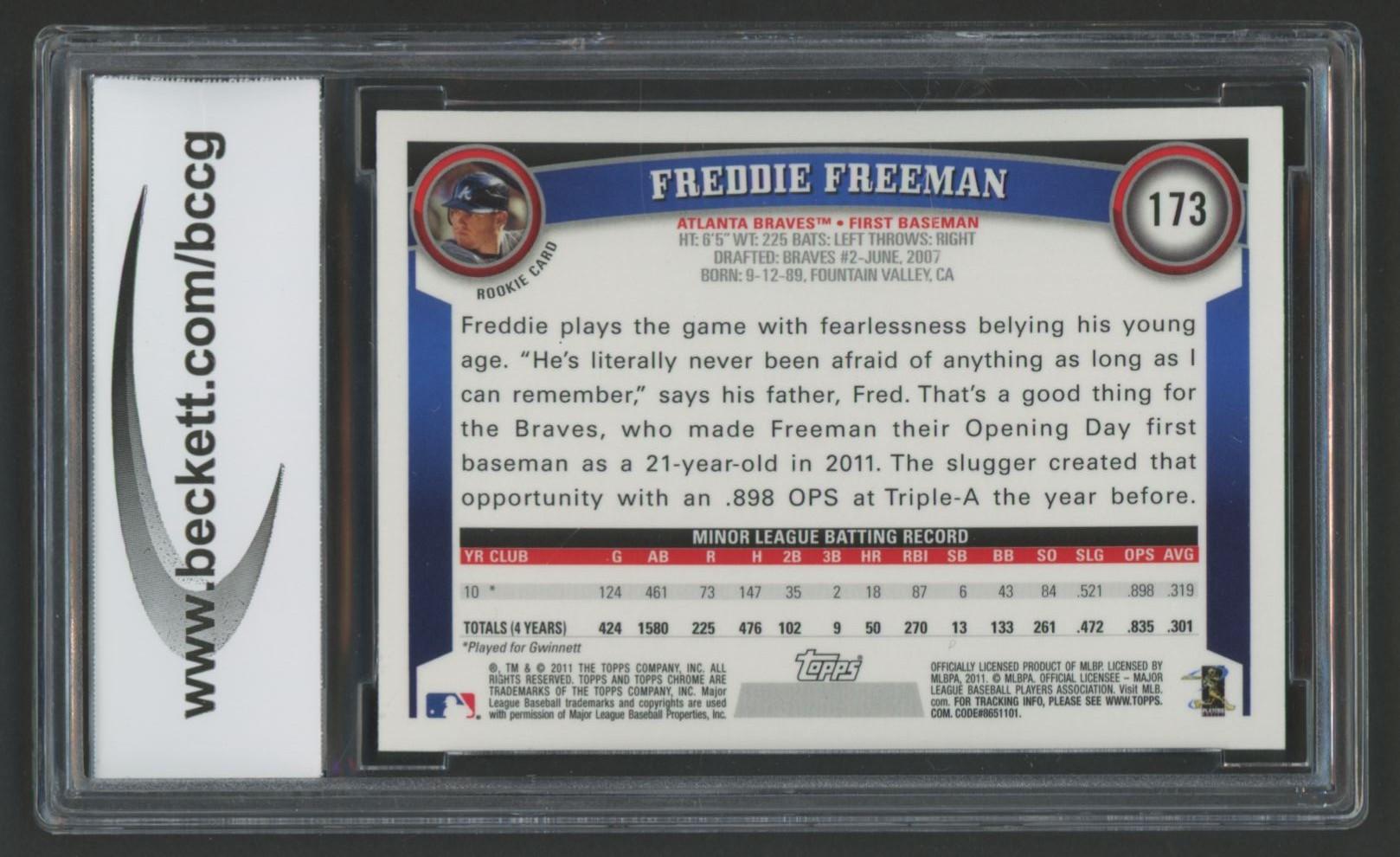 Freddie Freeman 2011 Topps Chrome #173 (BCCG 10) at PristineAuction.com Freddie Freeman 2011 Topps Chrome #173 (BCCG 10) at PristineAuction.com