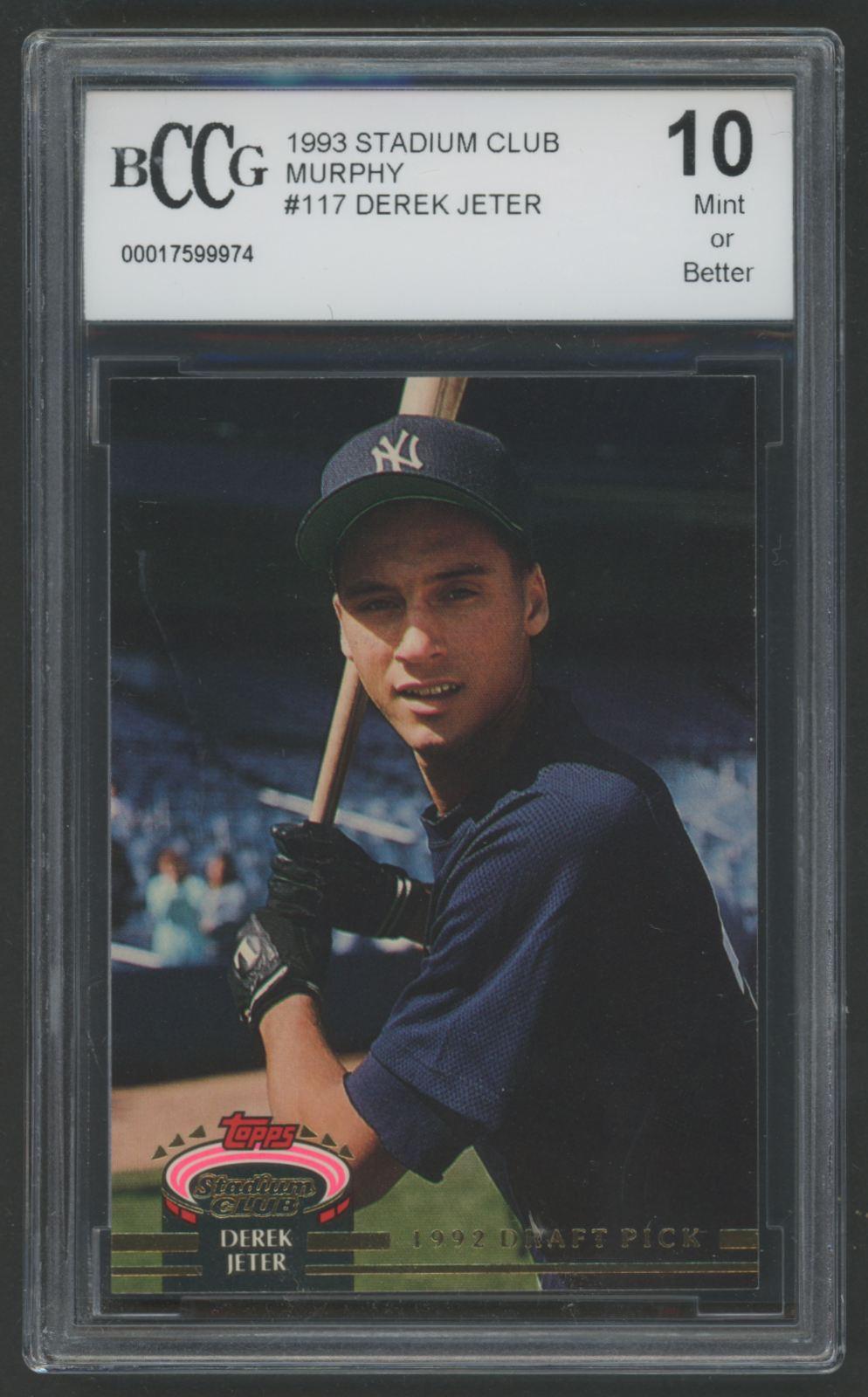 Derek Jeter 1993 Stadium Club Murphy #117 RC (BCCG 10) at PristineAuction.com Derek Jeter 1993 Stadium Club Murphy #117 RC (BCCG 10) at PristineAuction.com