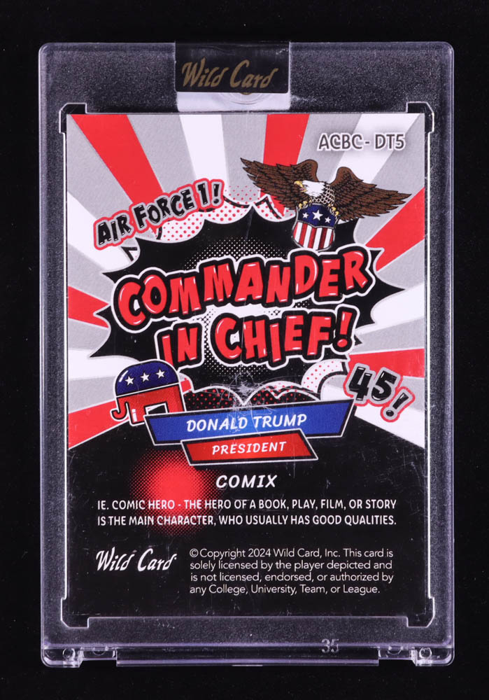 Donald Trump 2024 Wild Card Alumination Comix Commander In Chief! Crystal Silver #ACBCDT5 #8/8 at PristineAuction.com Donald Trump 2024 Wild Card Alumination Comix Commander In Chief! Crystal Silver #ACBCDT5 #8/8 at PristineAuction.com