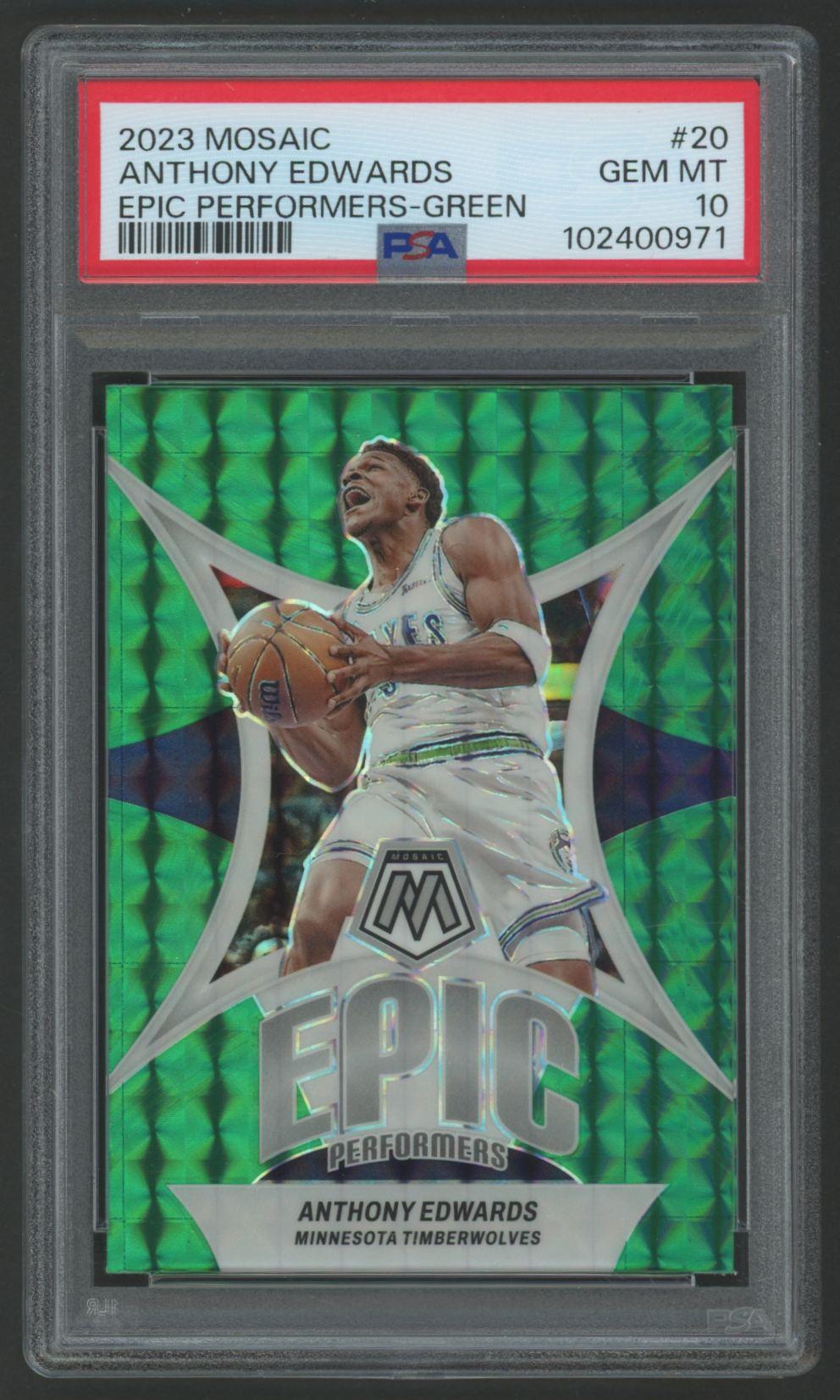 Anthony Edwards 2023 Mosaic Epic Performers Green #20 (PSA 10) at PristineAuction.com Anthony Edwards 2023 Mosaic Epic Performers Green #20 (PSA 10) at PristineAuction.com