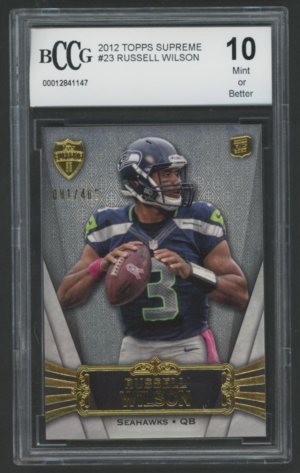 Russell Wilson 2012 Topps Supreme #23 #81/462 (BCCG 10) at PristineAuction.com Russell Wilson 2012 Topps Supreme #23 #81/462 (BCCG 10) at PristineAuction.com