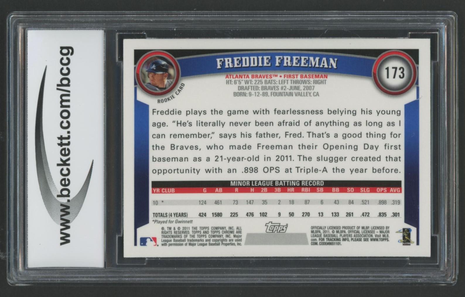 Freddie Freeman 2011 Topps Chrome #173 (BCCG 10) at PristineAuction.com Freddie Freeman 2011 Topps Chrome #173 (BCCG 10) at PristineAuction.com