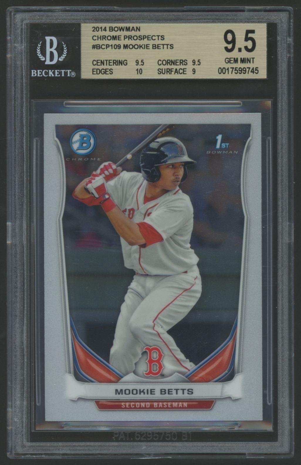 Mookie Betts 2014 Bowman Chrome Prospects #BCP109 RC (BGS 9.5) at PristineAuction.com Mookie Betts 2014 Bowman Chrome Prospects #BCP109 RC (BGS 9.5) at PristineAuction.com
