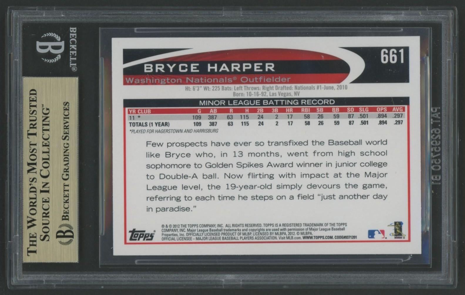 Bryce Harper 2012 Topps Screaming #661 (BGS 9.5) at PristineAuction.com Bryce Harper 2012 Topps Screaming #661 (BGS 9.5) at PristineAuction.com