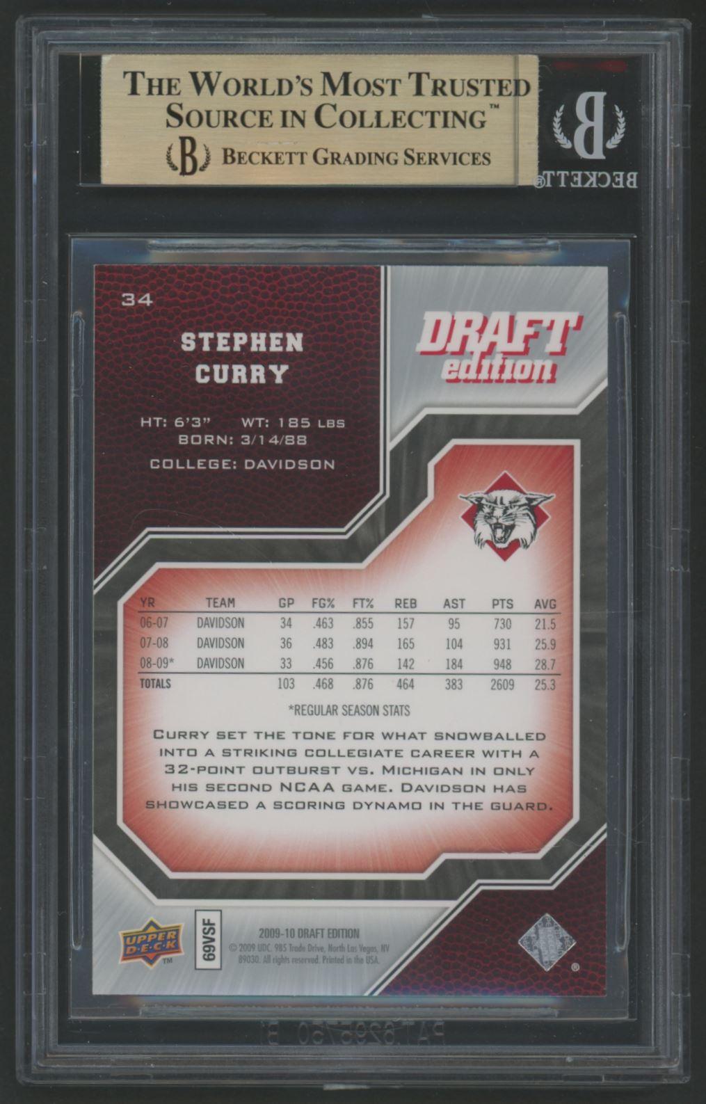 Stephen Curry 2009-10 Upper Deck Draft Edition #34 SP RC (BGS 9.5) at PristineAuction.com Stephen Curry 2009-10 Upper Deck Draft Edition #34 SP RC (BGS 9.5) at PristineAuction.com