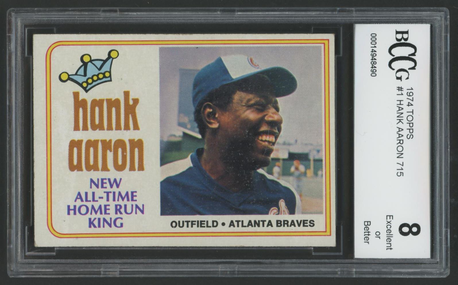 Hank Aaron 1974 Topps #1 (BCCG 8) at PristineAuction.com Hank Aaron 1974 Topps #1 (BCCG 8) at PristineAuction.com