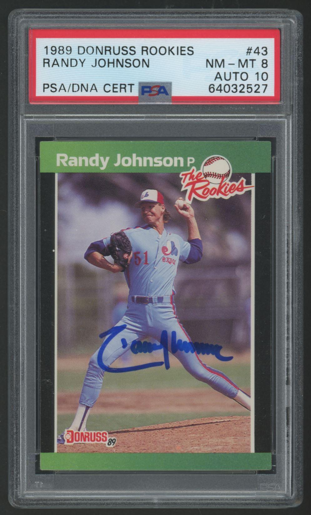 Randy Johnson Signed 1989 Donruss Rookies #43 (PSA 8 | Autograph Graded 10) at PristineAuction.com Randy Johnson Signed 1989 Donruss Rookies #43 (PSA 8 | Autograph Graded 10) at PristineAuction.com