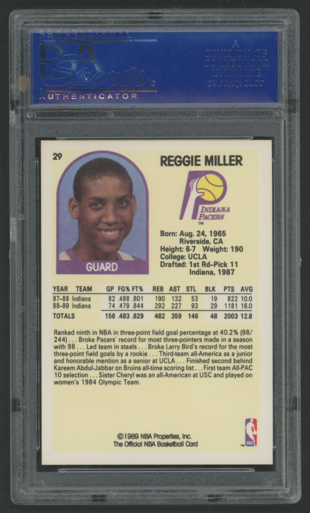 Reggie Miller Signed 1989-90 Hoops #29 (PSA) at PristineAuction.com Reggie Miller Signed 1989-90 Hoops #29 (PSA) at PristineAuction.com