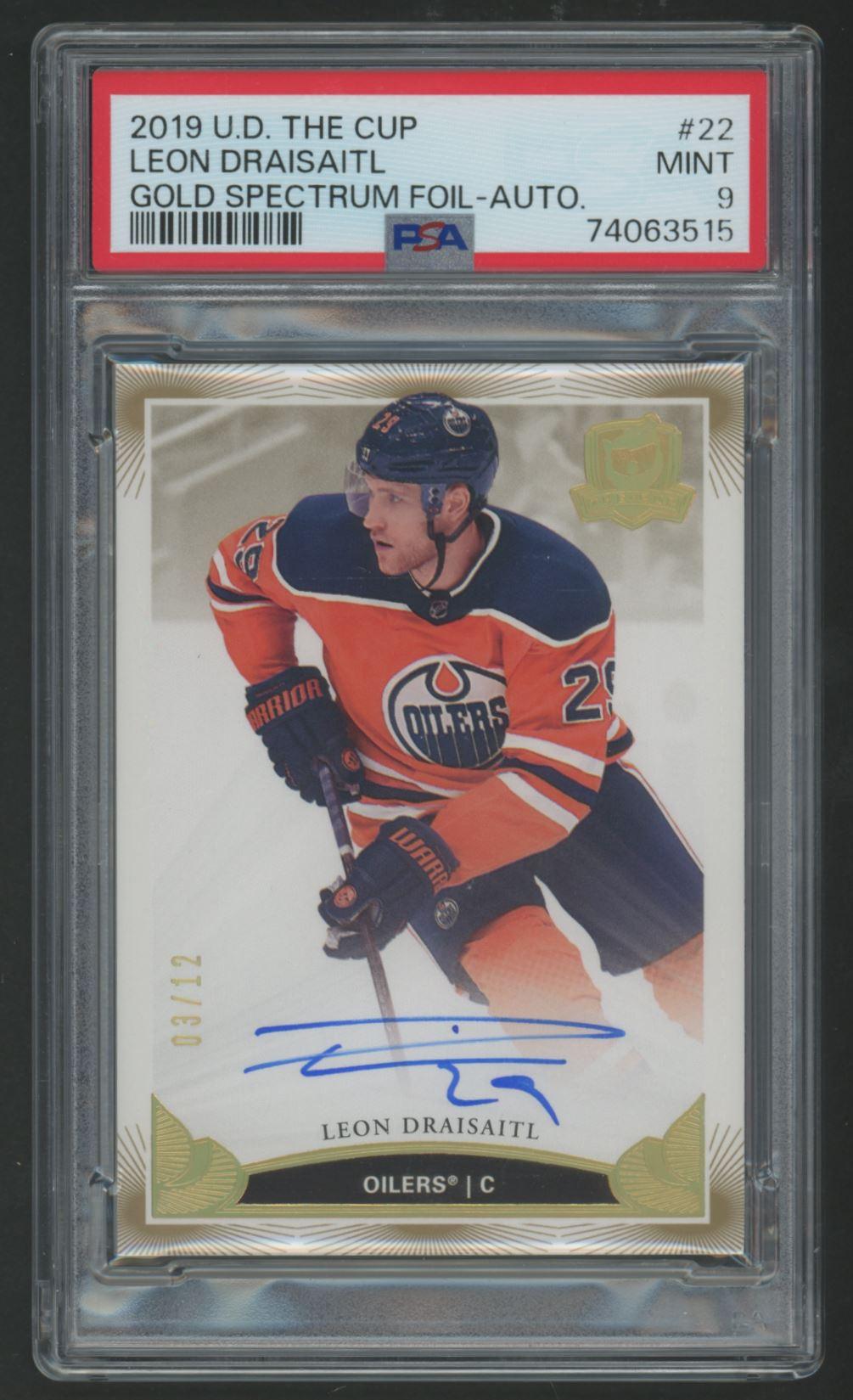 Leon Draisaitl 2019-20 The Cup Gold Spectrum AU #22 #3/12 (PSA 9) at PristineAuction.com Leon Draisaitl 2019-20 The Cup Gold Spectrum AU #22 #3/12 (PSA 9) at PristineAuction.com