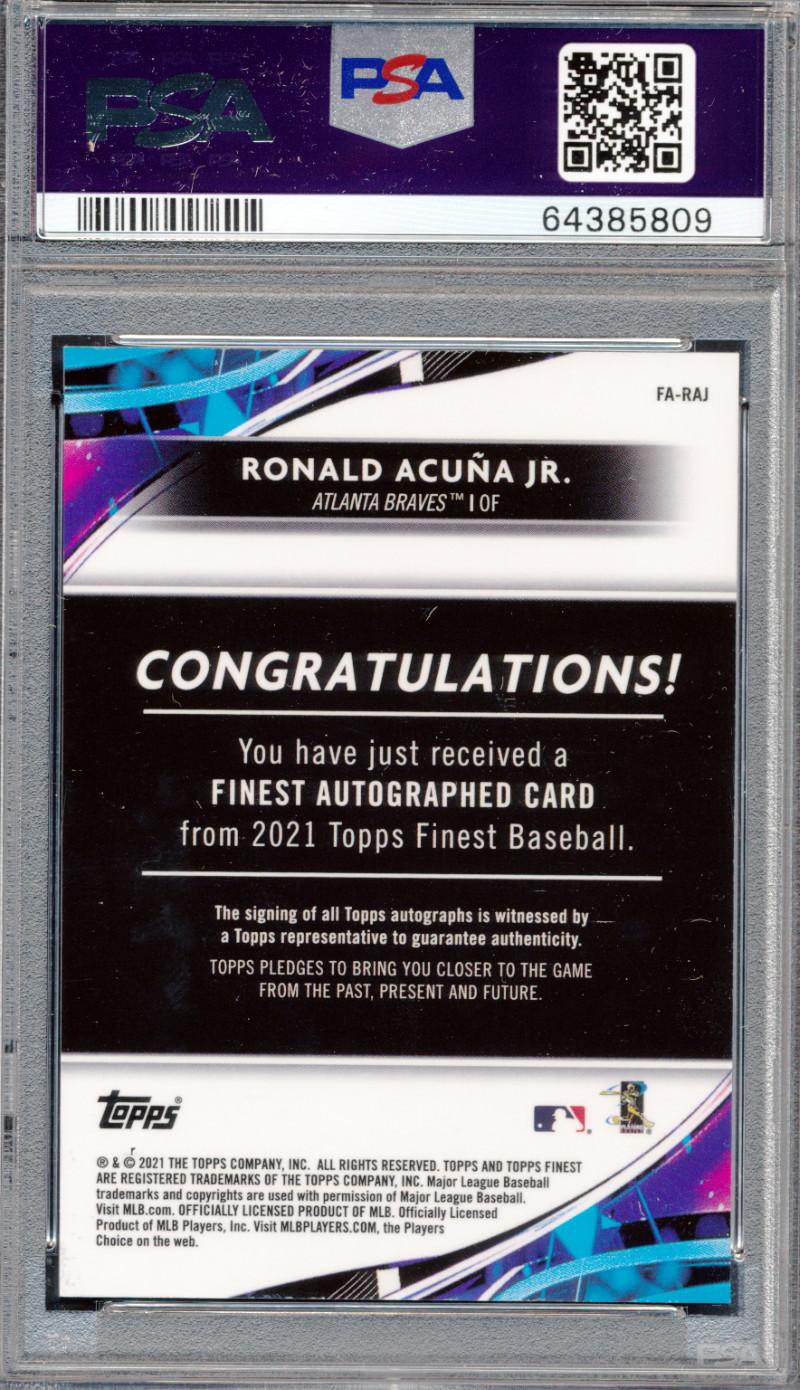 Ronald Acuna, Jr. 2021 Finest Autographs Refractors #FARAJ (PSA 9) at PristineAuction.com Ronald Acuna, Jr. 2021 Finest Autographs Refractors #FARAJ (PSA 9) at PristineAuction.com