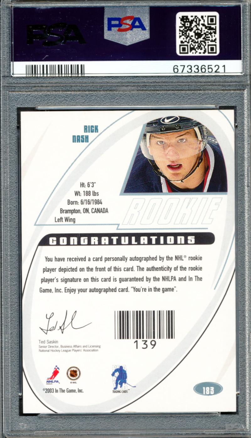 Rick Nash 2002-03 BAP Signature Series Autographs #183 (PSA 10) at PristineAuction.com Rick Nash 2002-03 BAP Signature Series Autographs #183 (PSA 10) at PristineAuction.com