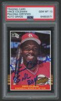 Vince Coleman Signed 1985 Donruss Highlights #54 Inscribed "85 NL ROY" (PSA | Autograph Graded 10) at PristineAuction.com