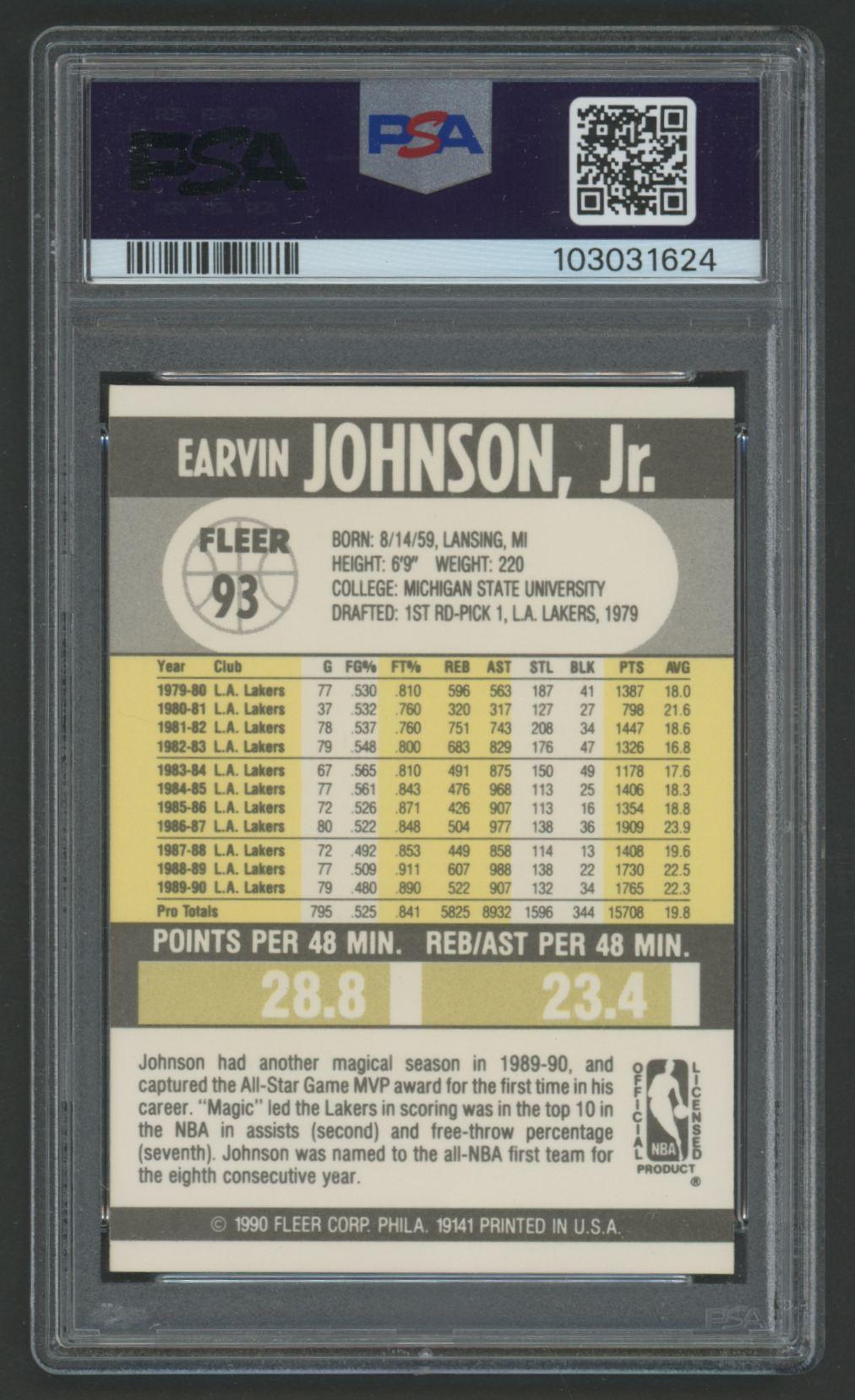 Magic Johnson 1990 Fleer #93 (PSA 10) at PristineAuction.com Magic Johnson 1990 Fleer #93 (PSA 10) at PristineAuction.com