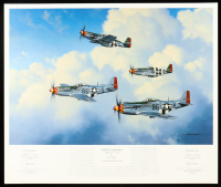 CE Bud Anderson & Bill Overstreet Signed 18x22 "Fallen Comrades" Lithograph By Stan Stokes (AIV) at PristineAuction.com