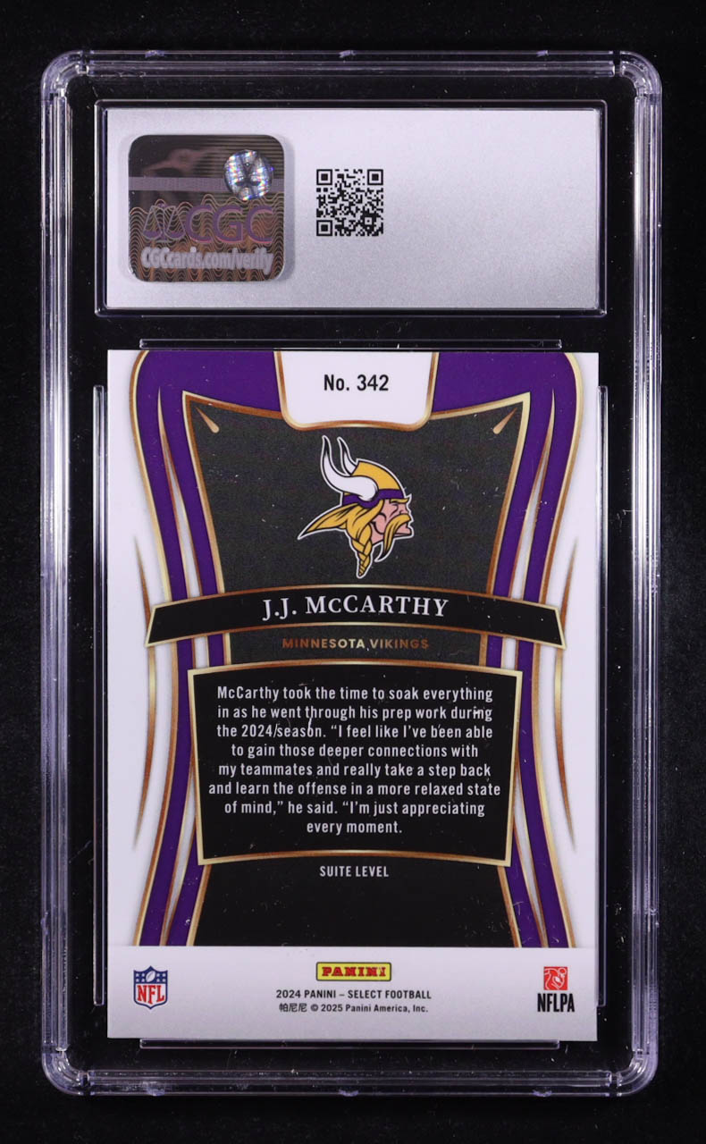 J.J. McCarthy 2024 Panini Select #342 RC (CGC 10) at PristineAuction.com J.J. McCarthy 2024 Panini Select #342 RC (CGC 10) at PristineAuction.com