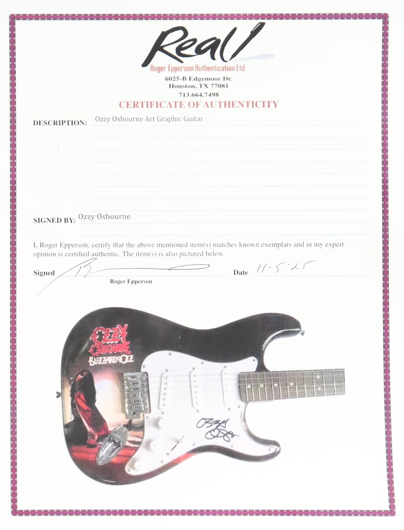 Ozzy Osbourne Signed Custom 39" Electric Guitar (REAL & AutographPros) at PristineAuction.com Ozzy Osbourne Signed Custom 39" Electric Guitar (REAL & AutographPros) at PristineAuction.com