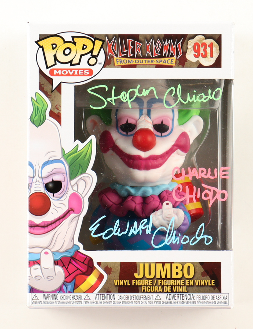 "Killer Klowns From Outer Space" #931 Jumbo Funko Pop! Vinyl Figure Signed by (3) with Stephen Chiodo, Charlie Chiodo, Edward Chiodo (JSA) at PristineAuction.com "Killer Klowns From Outer Space" #931 Jumbo Funko Pop! Vinyl Figure Signed by (3) with Stephen Chiodo, Charlie Chiodo, Edward Chiodo (JSA) at PristineAuction.com