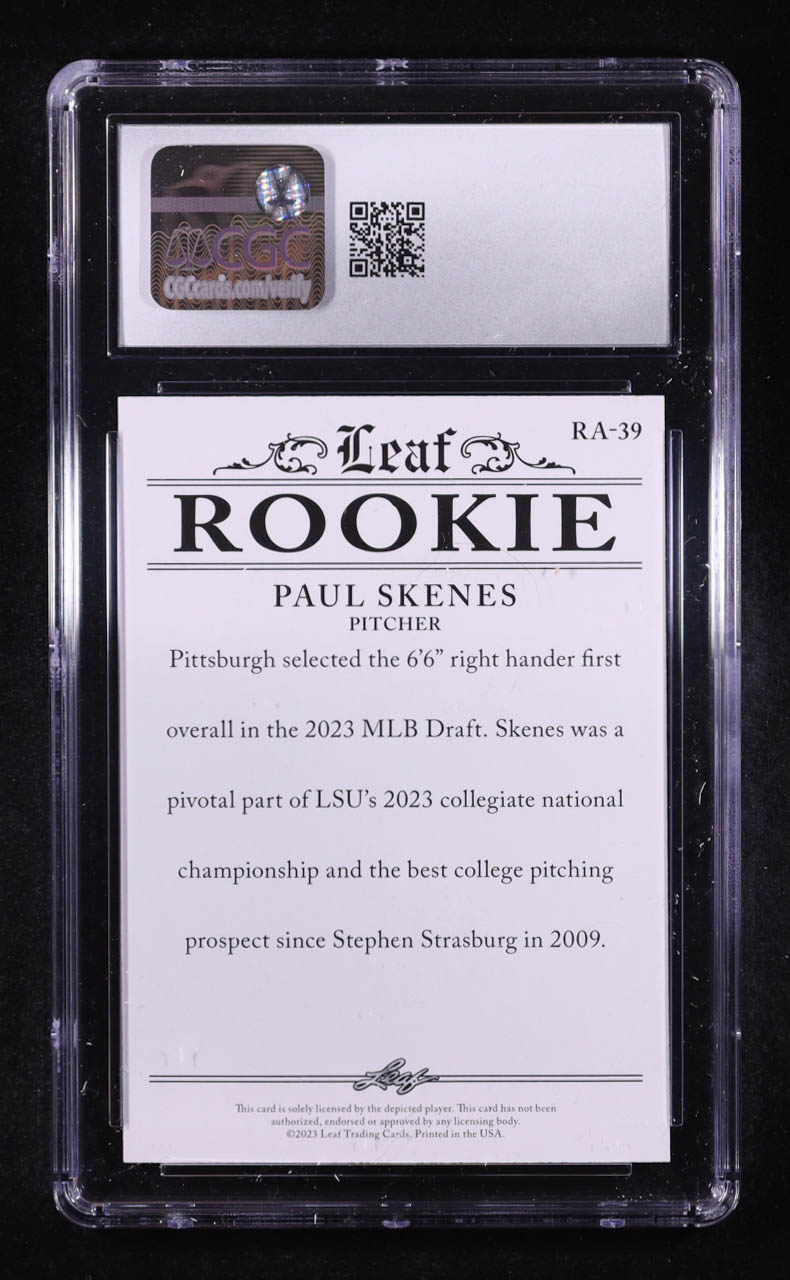 Paul Skenes 2023 Leaf Special Release Rookie Achievements #RA-39 RC (CGC 10) at PristineAuction.com Paul Skenes 2023 Leaf Special Release Rookie Achievements #RA-39 RC (CGC 10) at PristineAuction.com