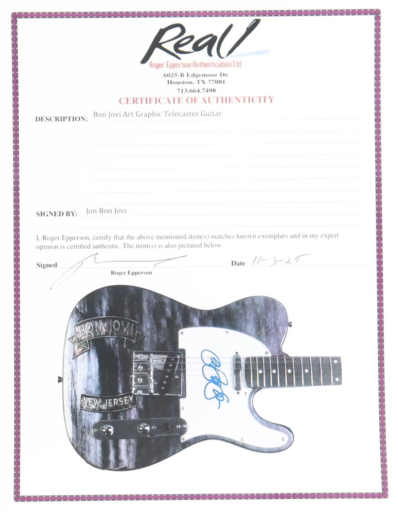 Jon Bon Jovi Signed Custom 39" Electric Guitar (REAL) at PristineAuction.com Jon Bon Jovi Signed Custom 39" Electric Guitar (REAL) at PristineAuction.com