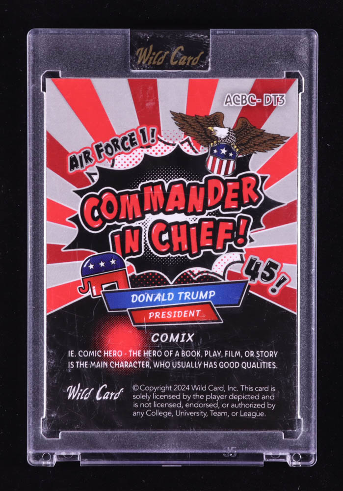 Donald Trump 2024 Wild Card Alumination Comix Commander In Chief! Mojo Silver #ACBCDT3 #8/10 at PristineAuction.com Donald Trump 2024 Wild Card Alumination Comix Commander In Chief! Mojo Silver #ACBCDT3 #8/10 at PristineAuction.com