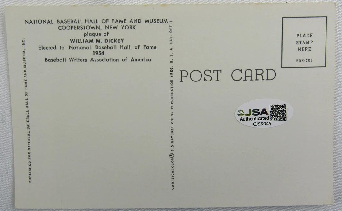 Bill Dickey Signed 5x3 Hall of Fame Post Card (JSA) at PristineAuction.com Bill Dickey Signed 5x3 Hall of Fame Post Card (JSA) at PristineAuction.com