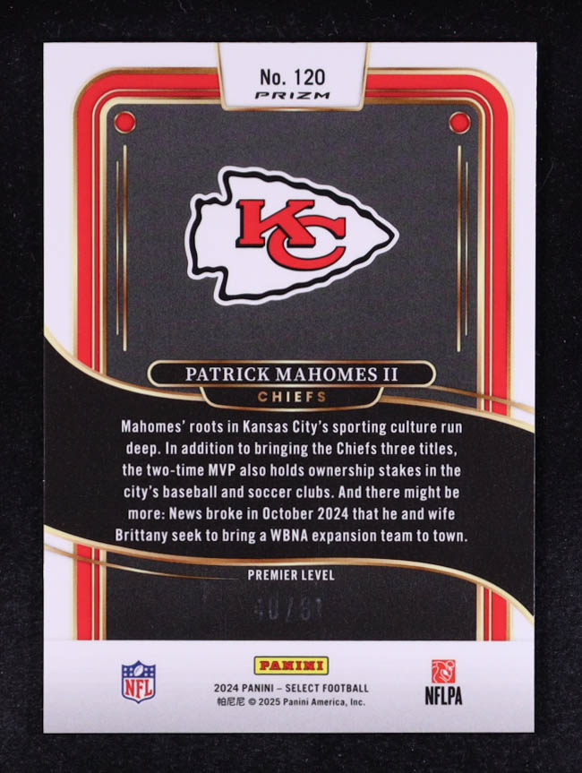 Patrick Mahomes II 2024 Select Prizm Dragon Scale #120 #40/81 at PristineAuction.com Patrick Mahomes II 2024 Select Prizm Dragon Scale #120 #40/81 at PristineAuction.com