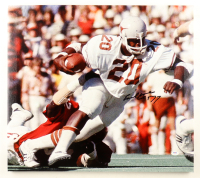 Earl Campbell Signed Texas Longhorns Custom Framed Canvas Display Inscribed "HT 77" (PSA) at PristineAuction.com