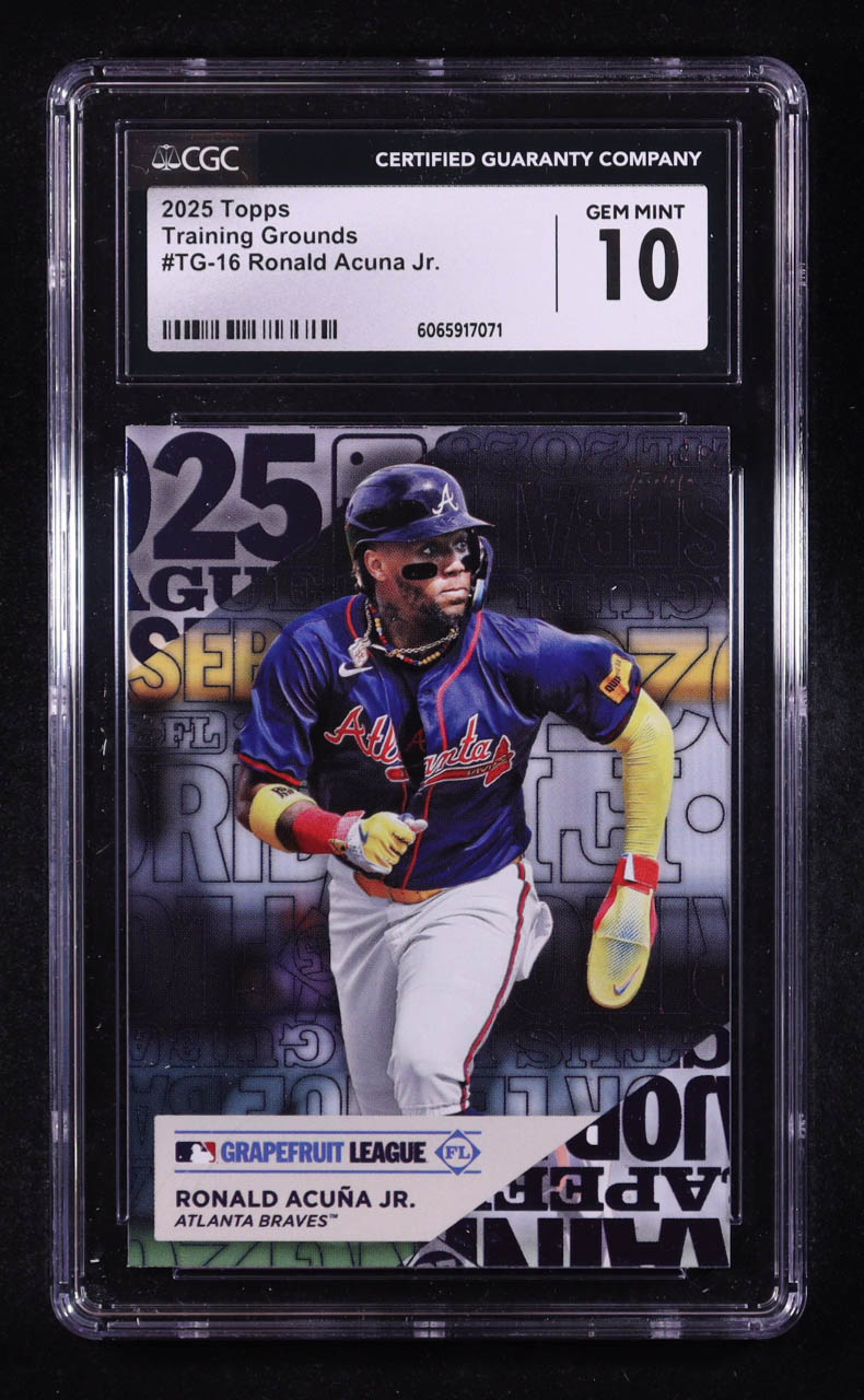 Ronald Acuna Jr. 2025 Topps Training Grounds #TG-16 (CGC 10) at PristineAuction.com Ronald Acuna Jr. 2025 Topps Training Grounds #TG-16 (CGC 10) at PristineAuction.com