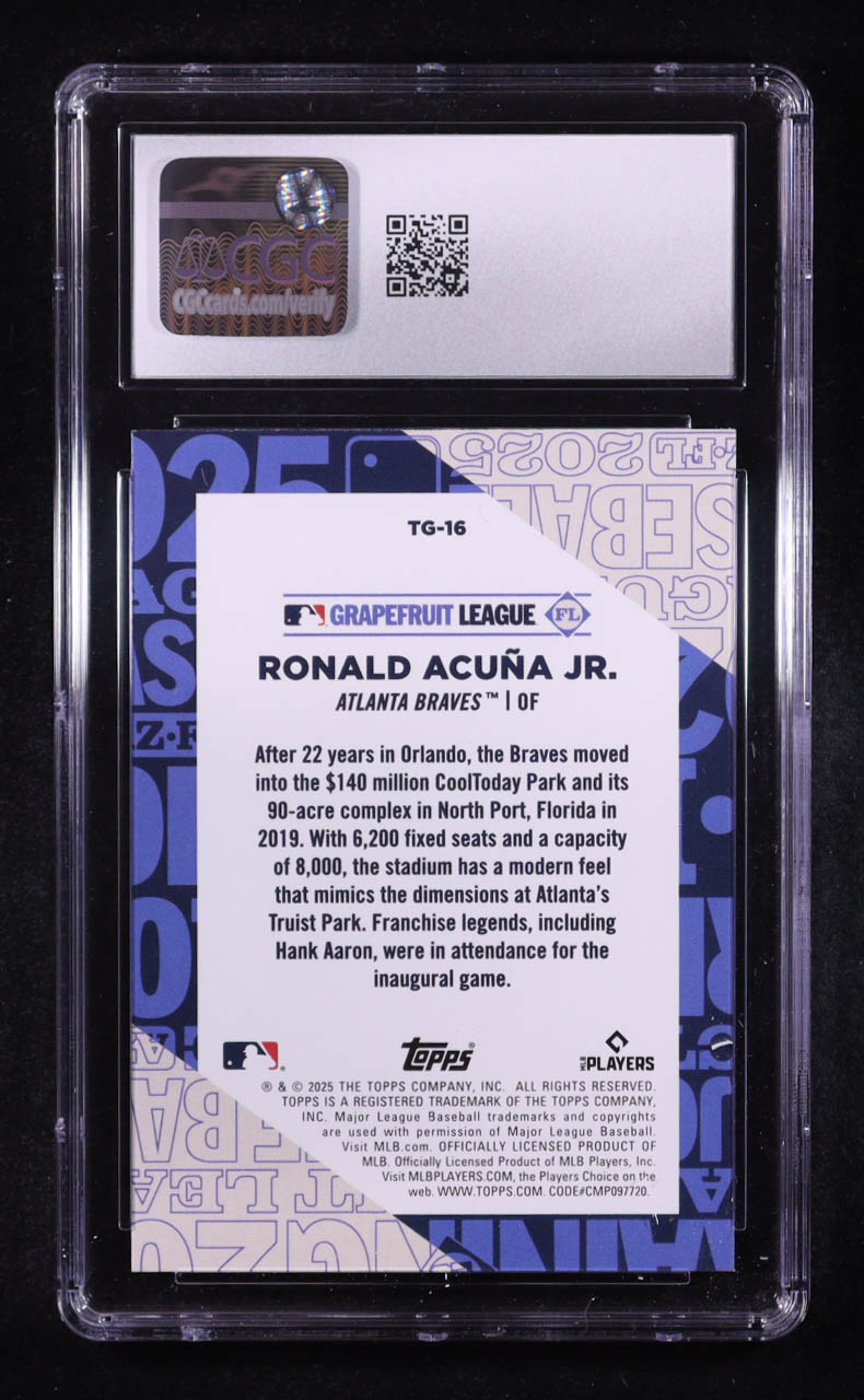 Ronald Acuna Jr. 2025 Topps Training Grounds #TG-16 (CGC 10) at PristineAuction.com Ronald Acuna Jr. 2025 Topps Training Grounds #TG-16 (CGC 10) at PristineAuction.com