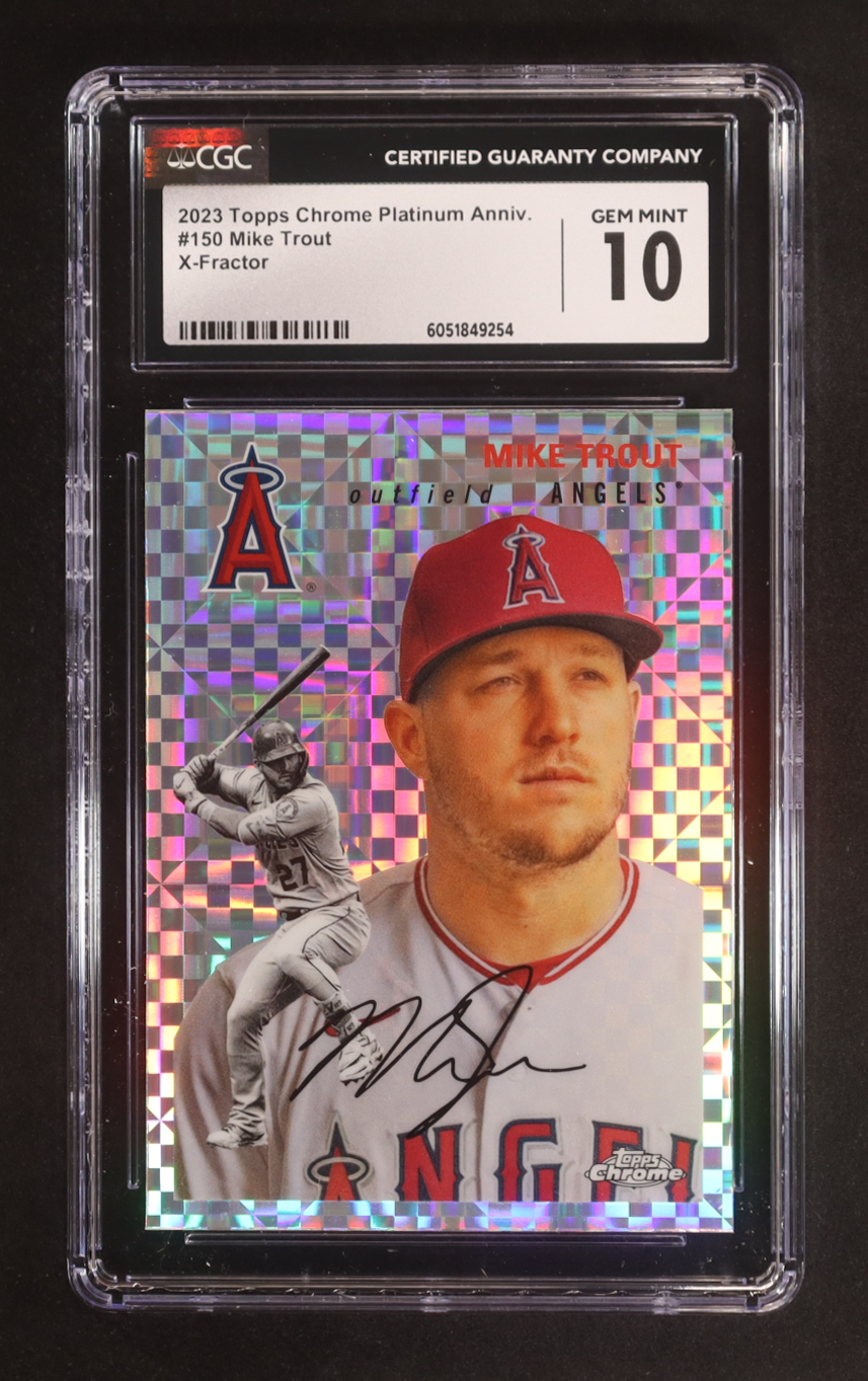 Mike Trout 2023 Topps Chrome Platinum Anniversary X-Fractors #150 (CGC 10) at PristineAuction.com Mike Trout 2023 Topps Chrome Platinum Anniversary X-Fractors #150 (CGC 10) at PristineAuction.com