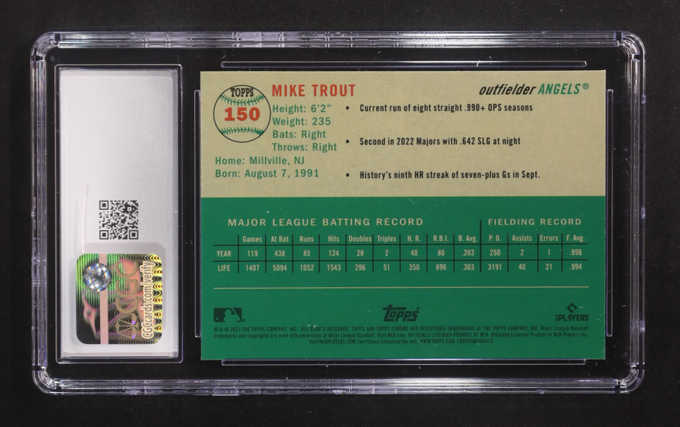 Mike Trout 2023 Topps Chrome Platinum Anniversary X-Fractors #150 (CGC 10) at PristineAuction.com Mike Trout 2023 Topps Chrome Platinum Anniversary X-Fractors #150 (CGC 10) at PristineAuction.com