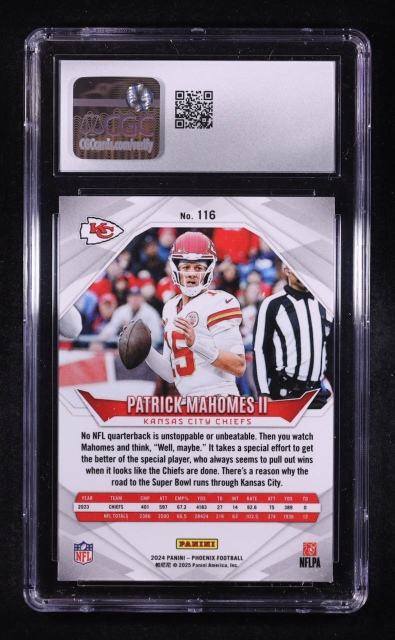 Patrick Mahomes II 2024 Panini Phoenix #116 (CGC 10) at PristineAuction.com Patrick Mahomes II 2024 Panini Phoenix #116 (CGC 10) at PristineAuction.com