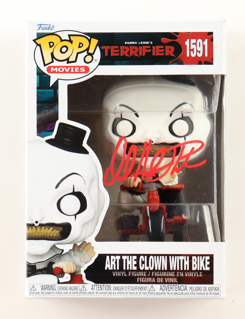 David Howard Thorton Signed "Terrifier" #1591 Art The Clown With Bike Funko Pop! Vinyl Figure (JSA) at PristineAuction.com David Howard Thorton Signed "Terrifier" #1591 Art The Clown With Bike Funko Pop! Vinyl Figure (JSA) at PristineAuction.com