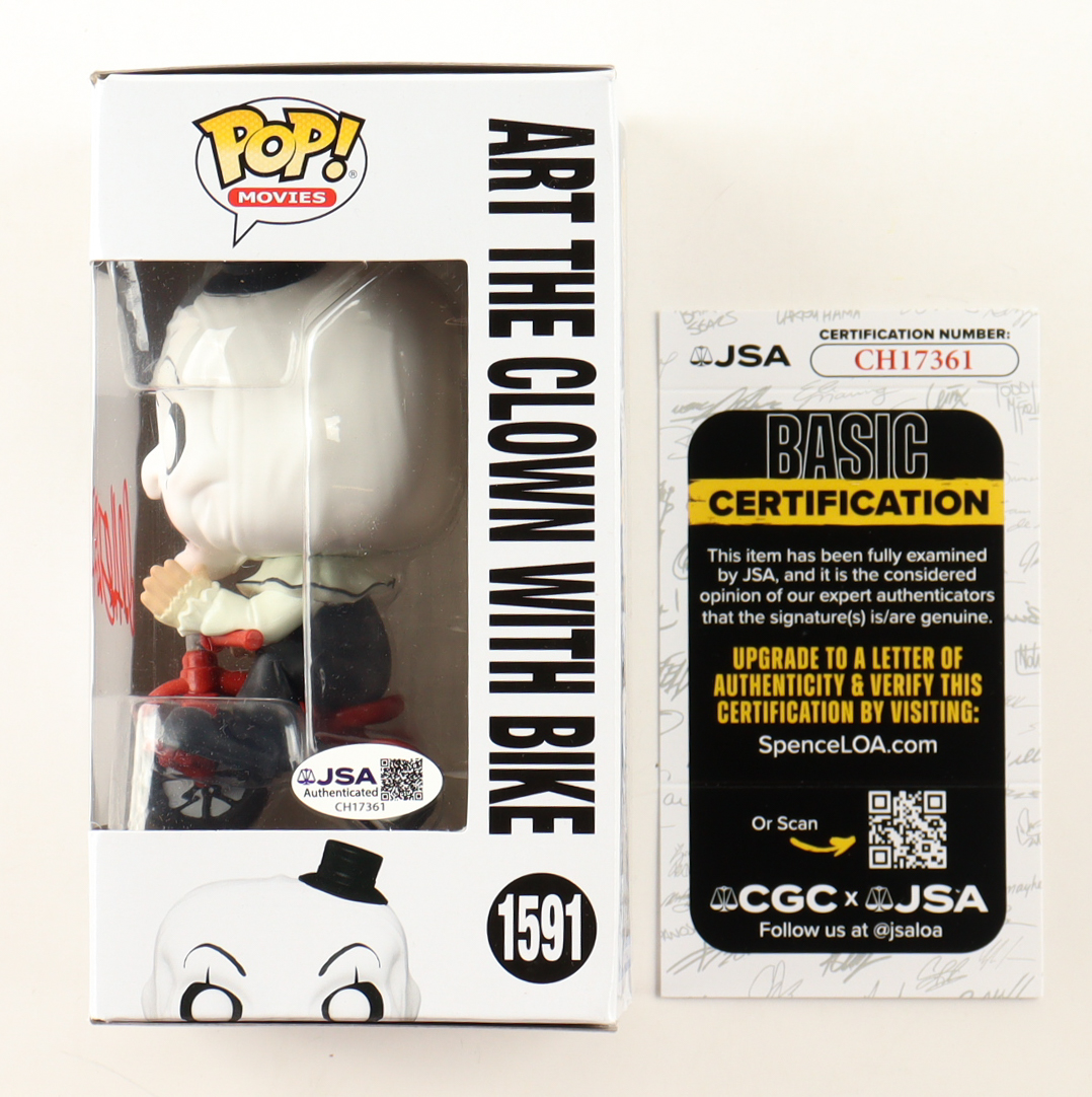 David Howard Thorton Signed "Terrifier" #1591 Art The Clown With Bike Funko Pop! Vinyl Figure (JSA) at PristineAuction.com David Howard Thorton Signed "Terrifier" #1591 Art The Clown With Bike Funko Pop! Vinyl Figure (JSA) at PristineAuction.com