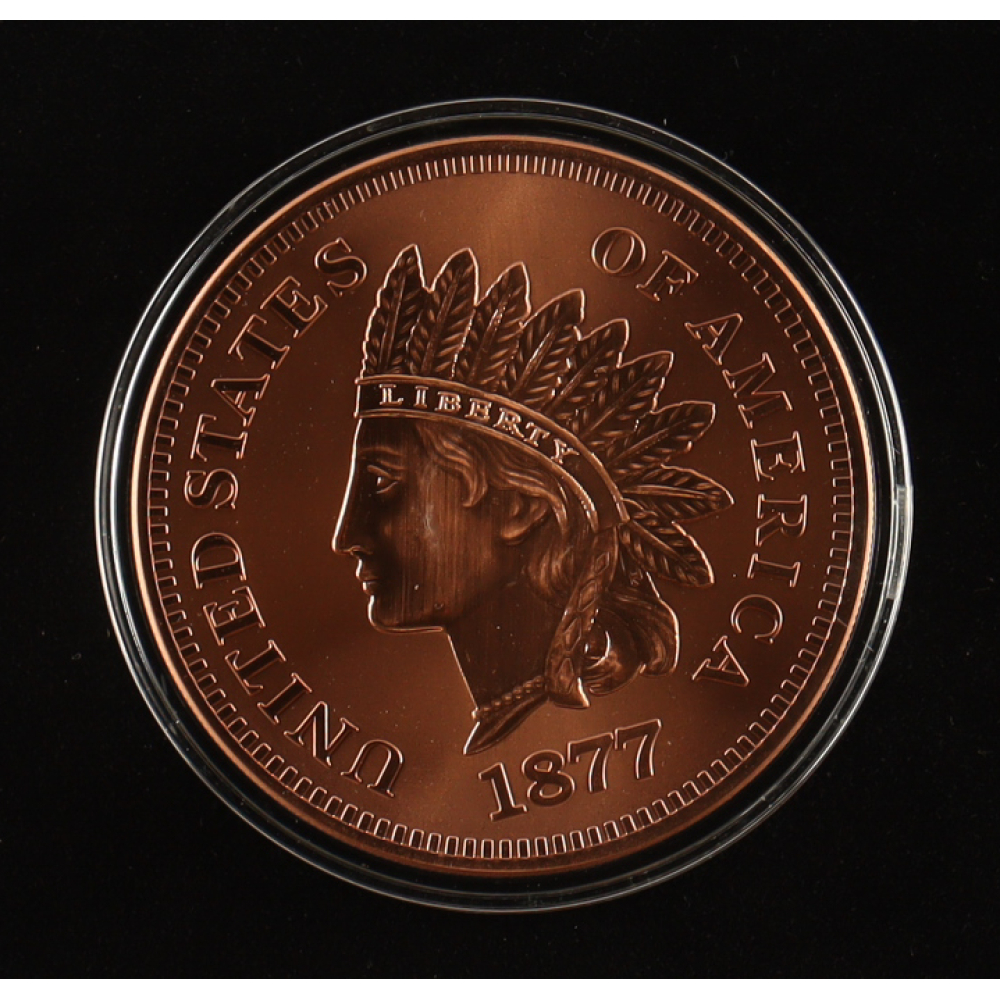 1877 U.S. Indian Head Penny Design 5 Ounce .999 Fine Copper Bullion Coin at PristineAuction.com