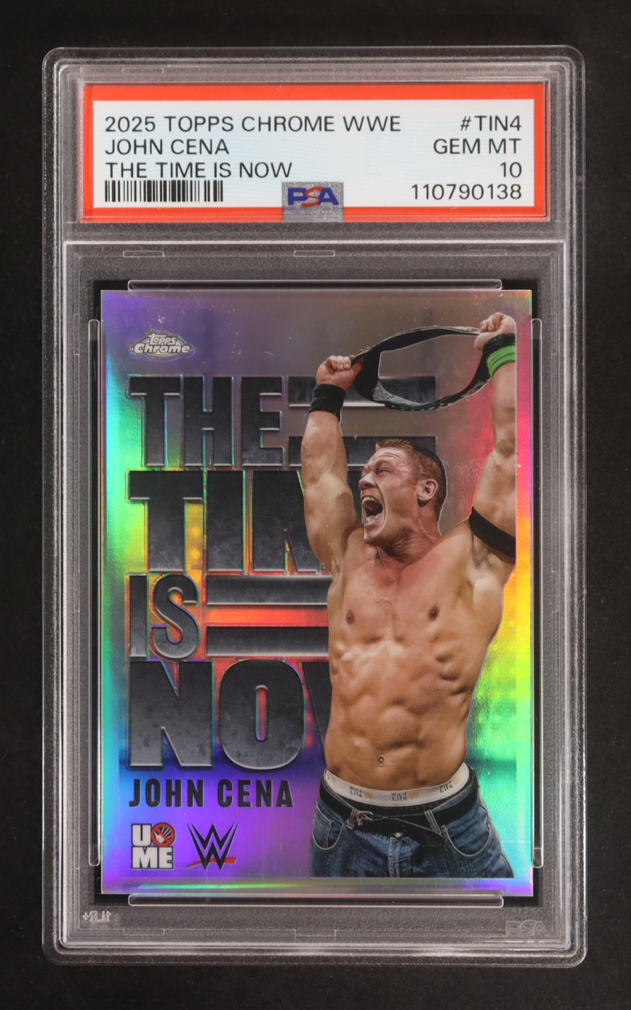 John Cena 2025 Topps Chrome WWE The Time Is Now #TIN4 (PSA 10) at PristineAuction.com John Cena 2025 Topps Chrome WWE The Time Is Now #TIN4 (PSA 10) at PristineAuction.com