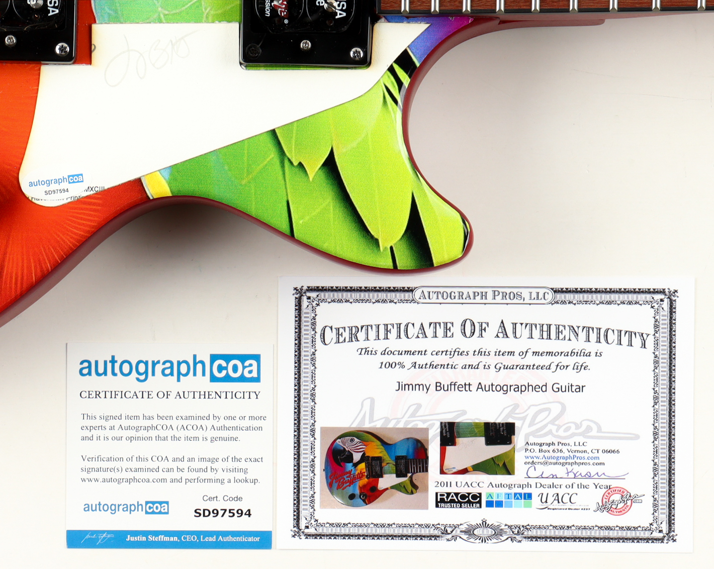 Jimmy Buffett Signed Custom Electric Guitar (ACOA) at PristineAuction.com Jimmy Buffett Signed Custom Electric Guitar (ACOA) at PristineAuction.com
