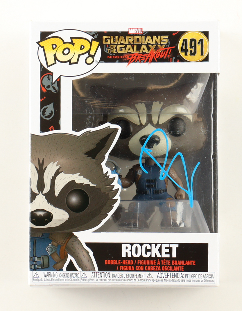 Bradley Cooper Signed "Guardians of the Galaxy Mission: Breakout" #491 Rocket Bobble-Head Funko Pop! Vinyl Figure (ACOA) at PristineAuction.com Bradley Cooper Signed "Guardians of the Galaxy Mission: Breakout" #491 Rocket Bobble-Head Funko Pop! Vinyl Figure (ACOA) at PristineAuction.com