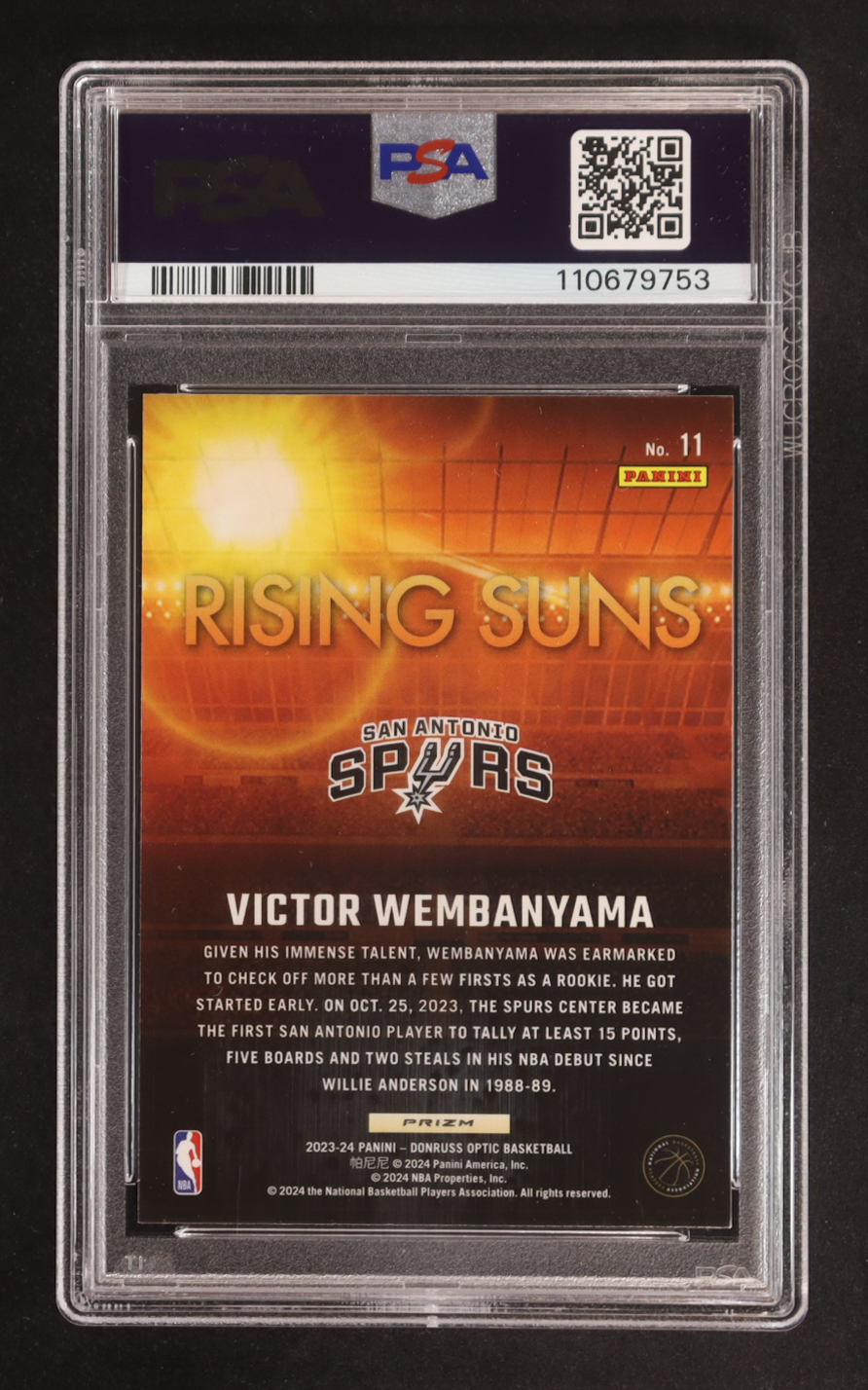 Victor Wembanyama 2023-24 Donruss Optic Rising Suns Holo Fast Break #11 RC (PSA 9) at PristineAuction.com Victor Wembanyama 2023-24 Donruss Optic Rising Suns Holo Fast Break #11 RC (PSA 9) at PristineAuction.com